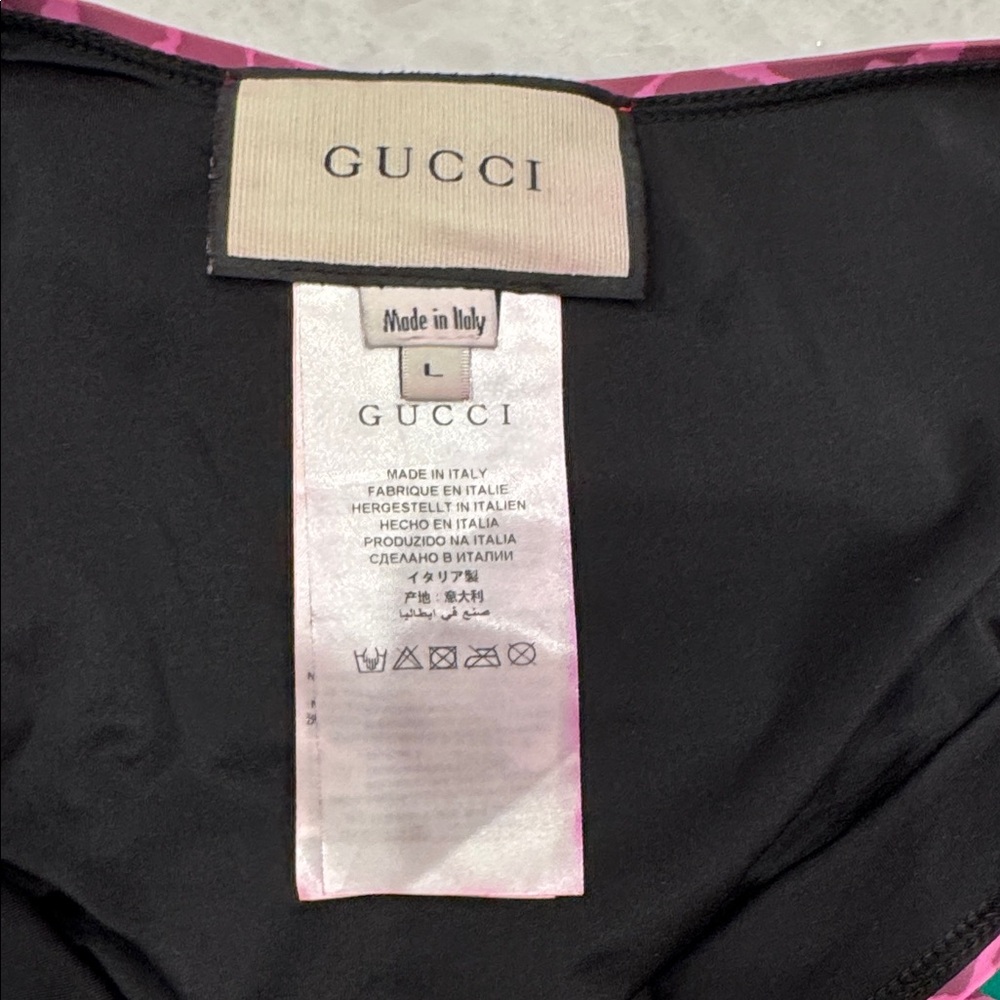 Gucci Pink and Black Leopard One-Shoulder Swimsuit - Picture 5 of 6